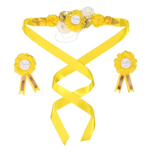 BESPORTBLE Maternity Sash Set Gelb Bienen-Motiv Verstellbar Shower Deko Für Schwangere Mom-to-be Daddy Badge Polyester Komfortabel Für Fotoshootings Party BESPORTBLE Maternity Sash Set Gelb Bienen-Motiv Verstellbar Shower Deko Für Schwangere Mom-to-be Daddy Badge Polyester Komfortabel Für Fotoshootings Party von BESPORTBLE