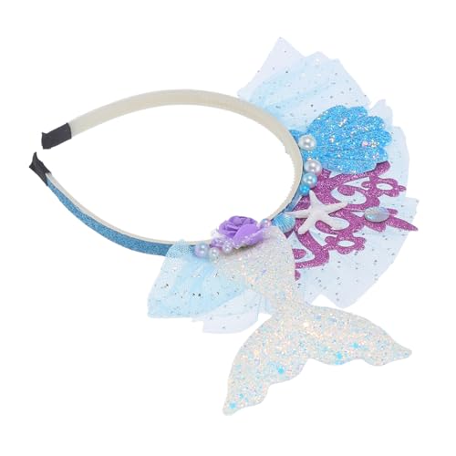 BESPORTBLE Meerjungfrauenschwanz Haarband Mit Pailletten Süßes Party Stirnband Für Cosplay Und Strand Themen Events Blaues Netz Stirnband Haarschmuck Für Damen von BESPORTBLE
