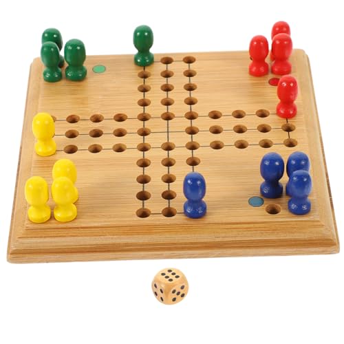 BESPORTBLE Mini Bambus Flying Chess Spielset für Erwachsene Tragbares Schachspiel aus Sicherem Langlebigem Bambus mit Glatter Oberfläche Rundem Ecken Design für Familien Freundesspaß von BESPORTBLE