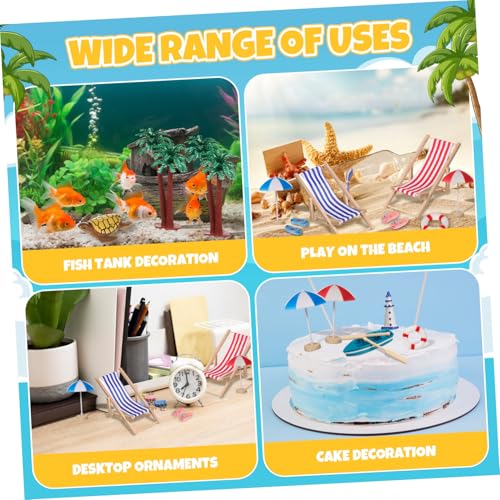 BESPORTBLE Mini Beach Dekorationsset Teilig Detailreiche Mikro Strandlandschaft für Puppenhaus Robuste Kunststofffiguren Kreative Strand Miniatur Ornamente für DIY Deko und Spielspaß von BESPORTBLE