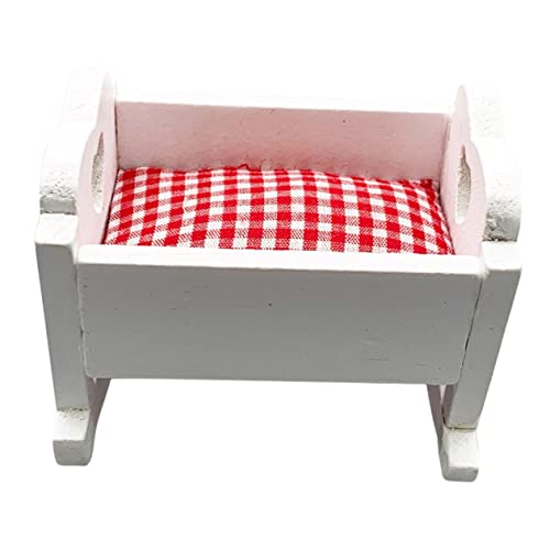 BESPORTBLE Mini Bettmöbel Aus Weißes Babybett Mit Matratze Für Puppenhaus Krippenmodell Zubehör von BESPORTBLE