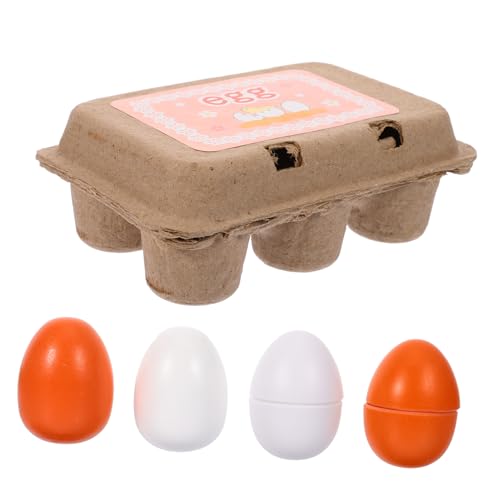 BESPORTBLE Mini Eier mit Karton Realistisch Gestaltete Spielzeugeier für Puppenhaus Kindgerechtes Küchenzubehör Dekoratives Miniatur Ei für Rollenspiele und Kaufladen Farbecht und Langlebig von BESPORTBLE