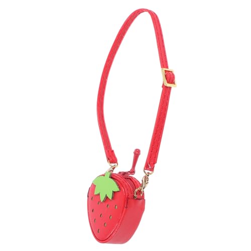 BESPORTBLE Mini Erdbeer Umhängetasche für Puppen Langlebige PU Handtasche Geeignet für Puppen Trendiges Accessoire für Puppenoutfits von BESPORTBLE