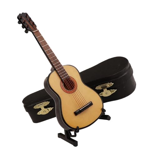 BESPORTBLE Mini Gitarrenmodell aus Robustem Holz mit Ständer und Box Dekoratives Mini Musikinstrument für Puppenhaus für Zuhause und Büro BESPORTBLE Mini Gitarrenmodell aus Robustem Holz mit Ständer und Box Dekoratives Mini Musikinstrument für Puppenhaus für Zuhause und Büro von BESPORTBLE
