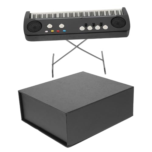 BESPORTBLE Mini Holz Elektronische Orgel Modell für Puppenhaus Keyboard mit Schwarzem Box Design für Mini Haus Dekoration und von BESPORTBLE