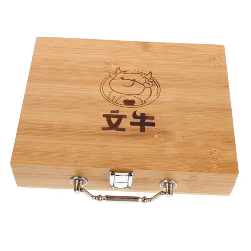 BESPORTBLE Mini Mahjong Box aus Holz Tragbare Mahjong Aufbewahrungsbox mit Griff für Reisen und Spiele für Chinesische Neujahrsfeiern von BESPORTBLE