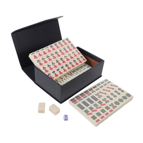 BESPORTBLE Mini Mahjong Set Melamin mit Gravierten Robusten Spielsteinen Platzsparend Kompakt für Reise Camping Studentenwohnheim und Familienfeiern Tragbares Chinesisches Mahjongspiel für von BESPORTBLE