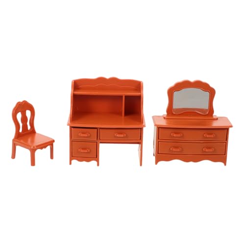 BESPORTBLE Mini -Make -up -Tisch Miniatur Schminktisch Puppenhaus Schreibtisch Make-up-Waschtisch für Mädchen Mini-Puppenhausmöbel Möbelmodelle Wohnzimmer Möbeldekoration Harz Hellbraun von BESPORTBLE