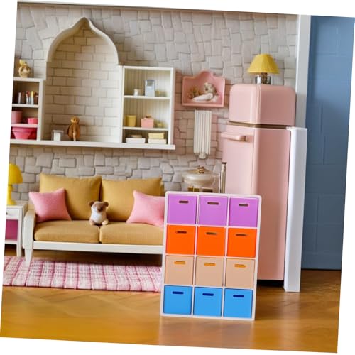 BESPORTBLE Mini Puppenhaus Bausatz mit Regal und Schubladen Realistisches Miniatur Displaycase DIY Aufbewahrungsboxen für Familie Kunststoff Möbel Dekoration Organizer von BESPORTBLE
