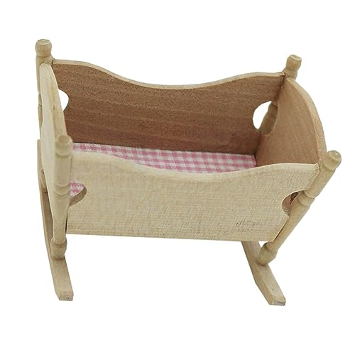 BESPORTBLE Mini Puppenhaus Holzwiege Miniaturbett Handgefertigte Kinderzimmer Möbel Zubehör Geschenkidee für Mini Haus Dekoration Spielspaß BESPORTBLE Mini Puppenhaus Holzwiege Miniaturbett Handgefertigte Kinderzimmer Möbel Zubehör Geschenkidee für Mini Haus Dekoration Spielspaß von BESPORTBLE