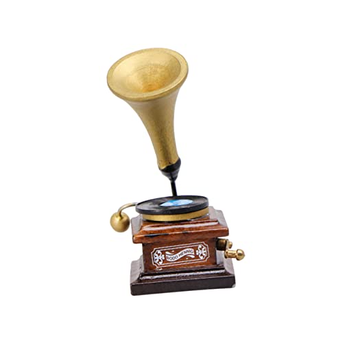 BESPORTBLE Mini Puppenhaus Zubehör Retro Mini Holz Grammophon Modell Kreatives Sicheres Miniatur Möbel Accessoire Stilvolle Dekoration für Puppenstuben Lebendige Atmosphäre Verarbeitung von BESPORTBLE
