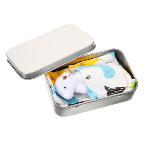 BESPORTBLE Mini Stoffbär in Dose Niedliches für Kinderzimmer Gefüllter Taschenbär Dekorativer Desktop Schmuck Blaues Stofftier für Partys und Fotorequisite von BESPORTBLE