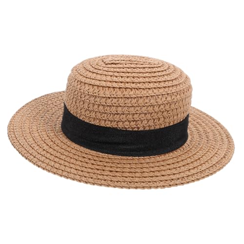BESPORTBLE Mini Strohhut für Puppen Handgewebter Flacher Hut in Khaki Dekoratives Doll Accessoire Kleines Modell für DIY Deko und Wohnraumgestaltung von BESPORTBLE