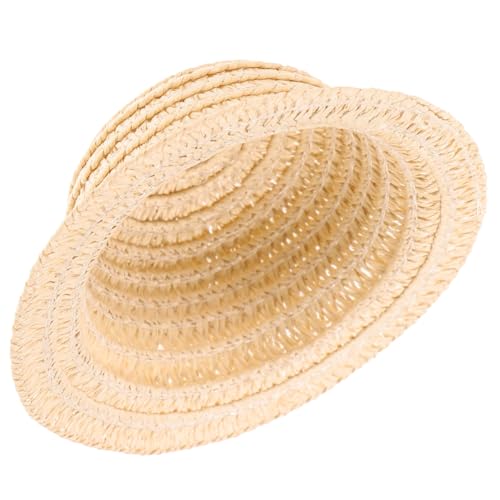 BESPORTBLE Mini Strohhut für Puppenhaus Dekoration Handgewebter Gelber Miniatur Strohhut Leicht und Robust für Basteln DIY Projekte Puppenzubehör und Gartenfigur Accessoire von BESPORTBLE