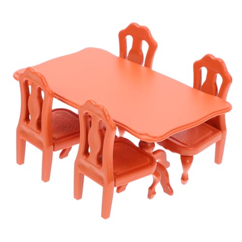 BESPORTBLE Mini Tisch Stuhl Teilig Kinderstühle Puppenhaus Möbel aus Hochwertigem Harz für Kreatives Fantasie und Kognitiven Fähigkeiten Braun von BESPORTBLE