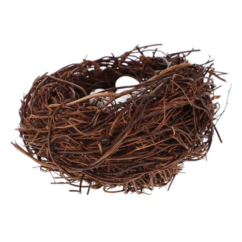BESPORTBLE Künstliches Vogelnest mit Eiern Miniatur Rattan Vogelnest Dekoration für Ostern Garten und Basteln von BESPORTBLE