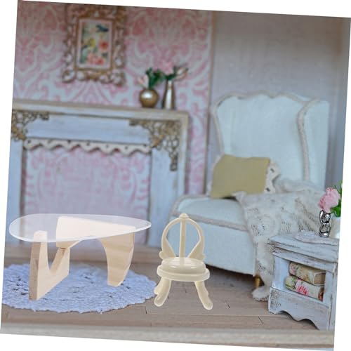 BESPORTBLE Miniatur Acryl Möbel Miniatur Tisch und Stühle Puppenhaus Zubehör Realistische Möbel Dekoratives Modell für Puppenhaus Stilvoll und Detailreich Gestaltet Tisch Stühle von BESPORTBLE