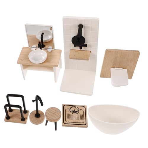 BESPORTBLE Miniatur Badezimmer Set Teilig Puppenhaus Möbel Badezimmereinrichtung Puppenmöbel Duschraummodell Realistische Badezimmerdekoration für Miniatur Puppenstube von BESPORTBLE