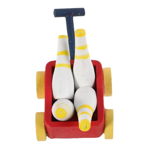 BESPORTBLE Miniatur Bowling Set für Puppenhaus Tragbarer Holz Bowlingwagen mit Kegeln Perfektes für Outdoor und Indoor Aktivitäten von BESPORTBLE