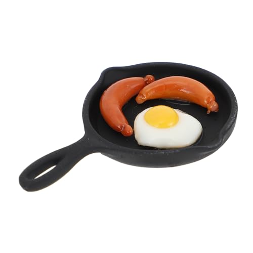 BESPORTBLE Miniatur Bratpfanne mit Ei und Wurst Realistische Puppenhaus Küchenzubehör Handgefertigtes Modell aus Kompakte für Spielküchen von Jungen und Mädchen von BESPORTBLE