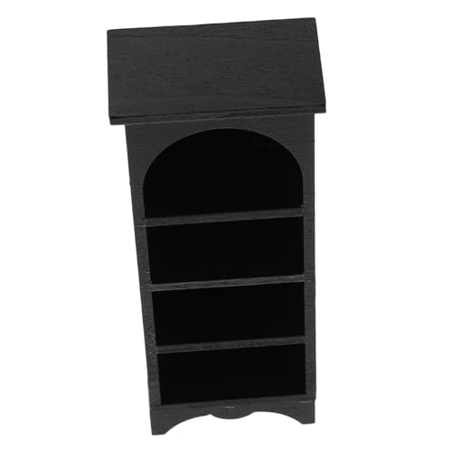 BESPORTBLE Miniatur Bücherregal Maßstab Schwarzes Holz Regal Miniaturmöbel für Puppenhaus Bjd Szene Dekoration Kompaktes Vielseitiges Display Zubehör von BESPORTBLE