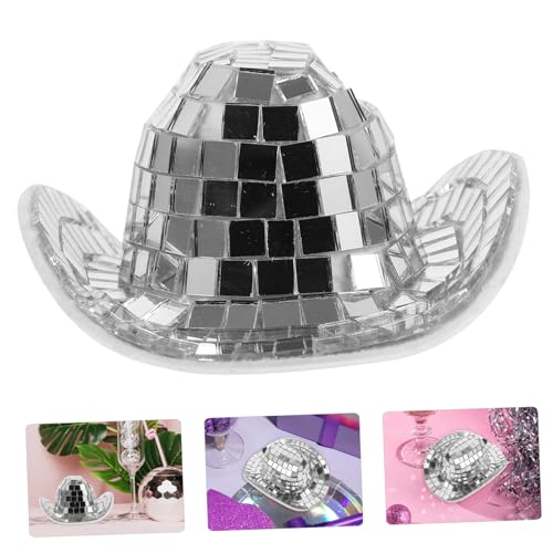 BESPORTBLE Miniatur Disco Cowboy Hut Silber Mini Party Deko Miniaturhut für Puppen DIY Basteln Foto Requisite Bühnen Zubehör von BESPORTBLE
