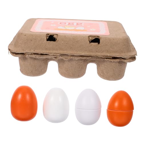 BESPORTBLE Miniatur Eier mit Karton Realistische Eier Dekoration für Puppenhaus Detailgetreues Kleines Ei Modell für Kinderküche und Foto Requisiten von BESPORTBLE