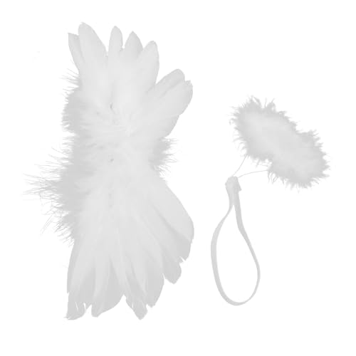 BESPORTBLE Miniatur Engelsflügel Deko Weiß mit Heiligenschein Sicheres DIY Bastelzubehör für Puppenkostüme Leicht Anzubringen Kreative Verkleidung für Puppen Bastelaccessoire von BESPORTBLE
