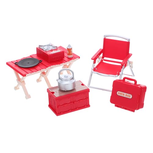 BESPORTBLE Miniatur Garten Kochset mit BBQ Zubehör Faltbarem Campingstuhl und Tisch Robuste Plastik Puppenhausmöbel Tragbar und für Outdoor Spiel und Rollenspiele von BESPORTBLE