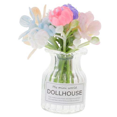 BESPORTBLE Miniatur Glasvase Puppenhaus Dekoration Realistische Blumentopf Nachbildung Langlebiges Miniaturmodell für Puppenhaus Möbel Zubehör Sicherer Detailgetreu Gestaltet für Mini Haus von BESPORTBLE
