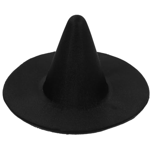 BESPORTBLE Miniatur Hexenhut für Puppen und Haustiere DIY Handwerksdeko für Halloween Schwarzes Satin Vielseitig Einsetzbar als Puppenzubehör oder Haustier Hut von BESPORTBLE