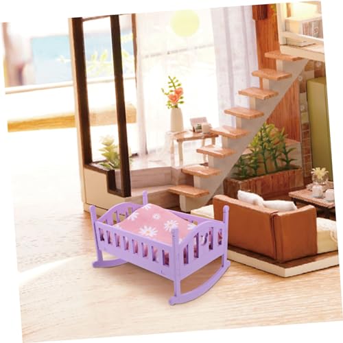 BESPORTBLE Miniatur Holz Babybett Modell Puppenhaus Möbel Miniatur Dekoration Realistische Form Verarbeitung Für Puppenhaus Schlafzimmer Zubehör von BESPORTBLE