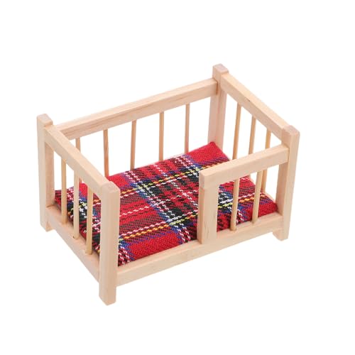 BESPORTBLE Miniatur Holz Einzelbett Puppenhaus Babybett DIY Zubehör Holzpuppenbett für Puppenhaus Schlafzimmer Dekoration Detailreiche Miniaturmöbel für DIY Szenen von BESPORTBLE