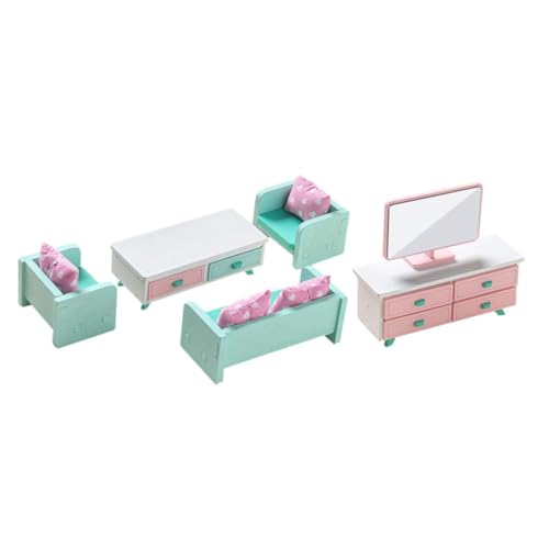 BESPORTBLE Miniatur Holz Möbel Set Wohnzimmer Puppenhaus Zubehör DIY Bastelset Kreativ für Rollenspiele und Puppenhaus Dekoration von BESPORTBLE
