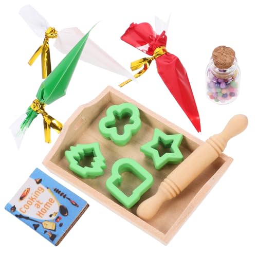 BESPORTBLE Miniatur Küchen Deko mit Backutensilien aus Holz und Resin Realistische Puppenhaus Zubehör Kreatives für Miniatur Küchenszenen Grüne Serie von BESPORTBLE