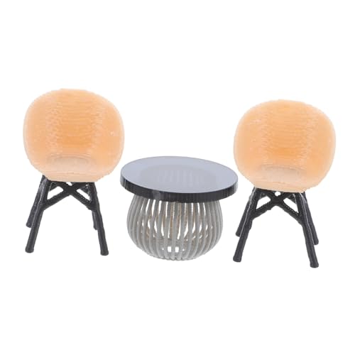 BESPORTBLE Miniatur Patio Set Rattanstuhl und Beistelltisch Modell für Puppenhaus Gartendekoration und Architekturmodell Zubehör von BESPORTBLE