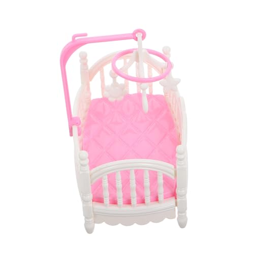 BESPORTBLE Miniatur Puppenhaus Babybett Weiß Exquisites Mini Möbelstück für Puppenhaus Schlafzimmer Detailreiches Micro Modell als Rollenspiel Zubehör für Sammler von BESPORTBLE