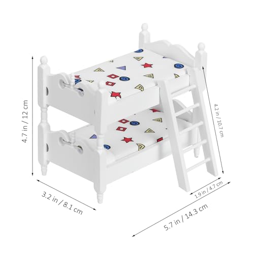 BESPORTBLE Miniatur Puppenhaus Doppelstockbett Modell Holzspielzeug mit Leiter Kleine Puppenmöbel Stabile Langlebige Miniatur Schlafzimmer Dekoration von BESPORTBLE