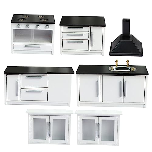 BESPORTBLE Miniatur Puppenhaus Küche Teiliges aus Holz Weiß Lackiertes Miniatur Gasherd Möbel DIY Mini Haus Accessoire für Kreative Puppenhaus Dekoration von BESPORTBLE