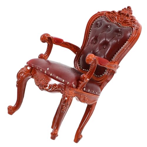 BESPORTBLE Miniatur Puppenhaus Möbel Klassischer Stil Miniatur Hocker Dekorative Sitzgelegenheit Vintage Puppenstube Zubehör Tiefbrauner Mini Stuhl für Puppenhaus und Mikrolandschaft von BESPORTBLE