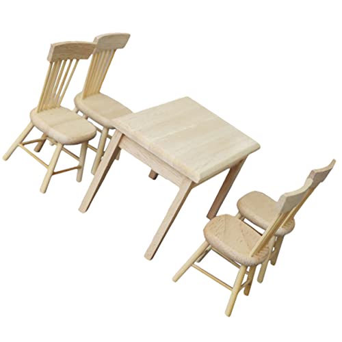 BESPORTBLE Miniatur Puppenhaus Möbel Set Tisch Stühle aus Mini Esszimmermöbel Zubehör für Puppenhaus Dekoration und Rollenspiel Sichere Geruchslose Materialien Detailgetreu und Handgefertigt von BESPORTBLE