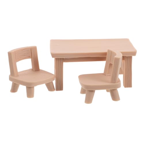 BESPORTBLE Miniatur Puppenhaus Möbel Teilig Realistische Harz Stühle und Tisch Kleine Landschaftsornamente Detaillierte DIY Dekoration für Puppenhaus und Mikro Landschaft Rosa Weiß von BESPORTBLE