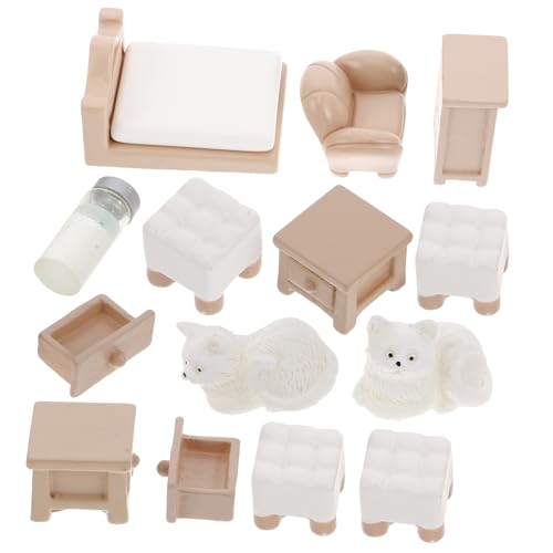 BESPORTBLE Miniatur Puppenhaus Möbel Teiliges DIY Resin Möbel mit Miniatur Schreibtisch und Sofa für Kreative Puppenhaus Dekoration und Fantasievolles Spiel von BESPORTBLE