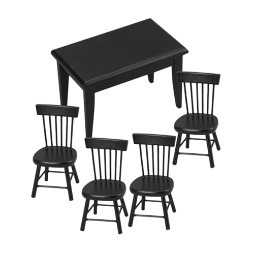 BESPORTBLE Miniatur Puppenhaus Möbelset Holz Esstisch und Stühle DIY Haus Einrichtung Detailgetreues Platzsparendes Dollhouse Dining Chair für von BESPORTBLE