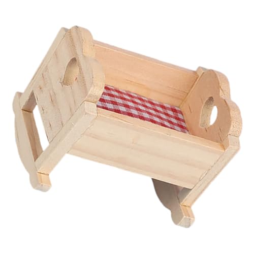 BESPORTBLE Miniatur Puppenwiege aus Holz Realistisches Puppenbett für Puppenhaus Dekoration Winziges Möbelstück für Kreatives Spiel und Rollenspiele Sicheres Material von BESPORTBLE