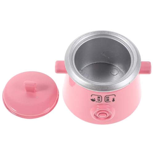 BESPORTBLE Miniatur Reiskocher Metall Mini Küchenzubehör Robuster Miniatur-kocher Kompakter Dekorative Puppenhausküche Rosa von BESPORTBLE