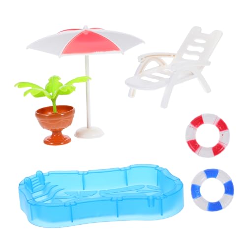 BESPORTBLE Miniatur Schwimmbad mit Strandsonnenschirm Liegestuhl und Schwimmreifen Realistisches Puppenhaus Möbelmodell Tragbar und Kompakt für Spiel und Sommerdekoration BESPORTBLE Miniatur Schwimmbad mit Strandsonnenschirm Liegestuhl und Schwimmreifen Realistisches Puppenhaus Möbelmodell Tragbar und Kompakt für Spiel und Sommerdekoration von BESPORTBLE