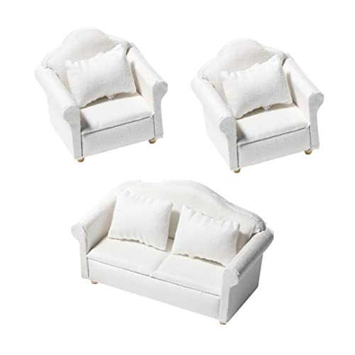 BESPORTBLE Miniatur Sofa Set für Puppenhaus Teiliges Set mit Einzelsofas und Doppelsofa Kissen Zubehör für Miniatur Spielwelten und Dekoration von BESPORTBLE