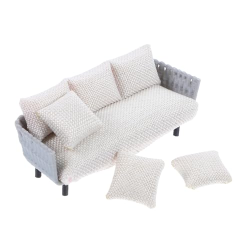 BESPORTBLE Miniatur Sofa mit Kissen für Puppenhäuser Resin Couch Modell für Garten Terrasse und Strand Hochwertige Outdoor Möbel für Sandtisch Modelle von BESPORTBLE