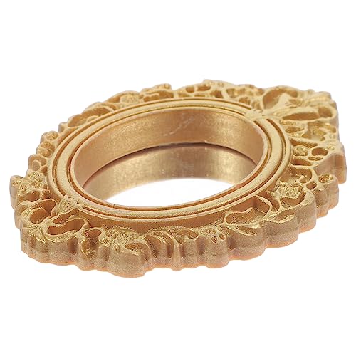 BESPORTBLE Miniatur Spiegel für Puppenhäuser Klassische Ornament Dekoration aus Resin für Fantasievolles Spiel und Kreative Gestaltung Goldfarbener Ovaler Wandspiegel für Detailreiche von BESPORTBLE
